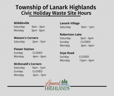Civic Holiday Waste Site Hours
